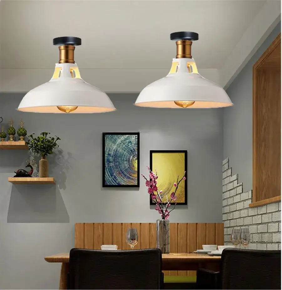 Industrial dome metal ceiling light shade – kitchen bar lighting