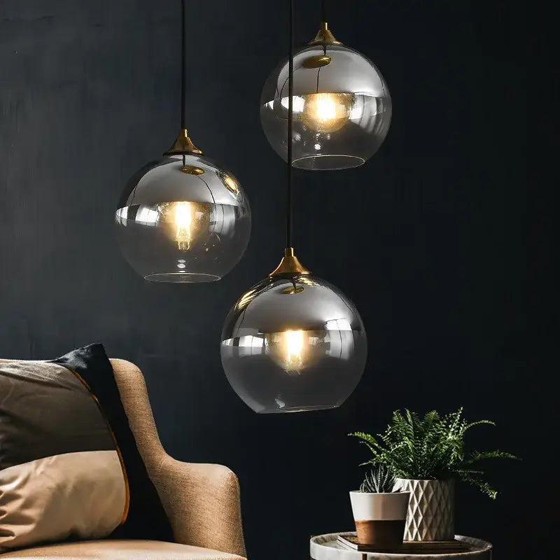 DecorBites™ Industrial Glass Pendant Light for Dining Table, Kitchen, Bar, Office - E27