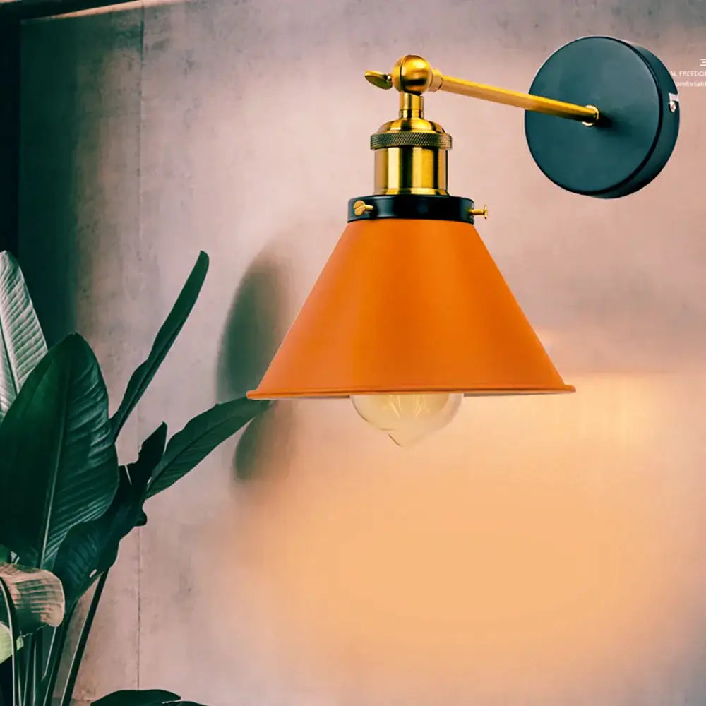 Industrial gold wall lamp bedroom brass sconce with adjustable arm