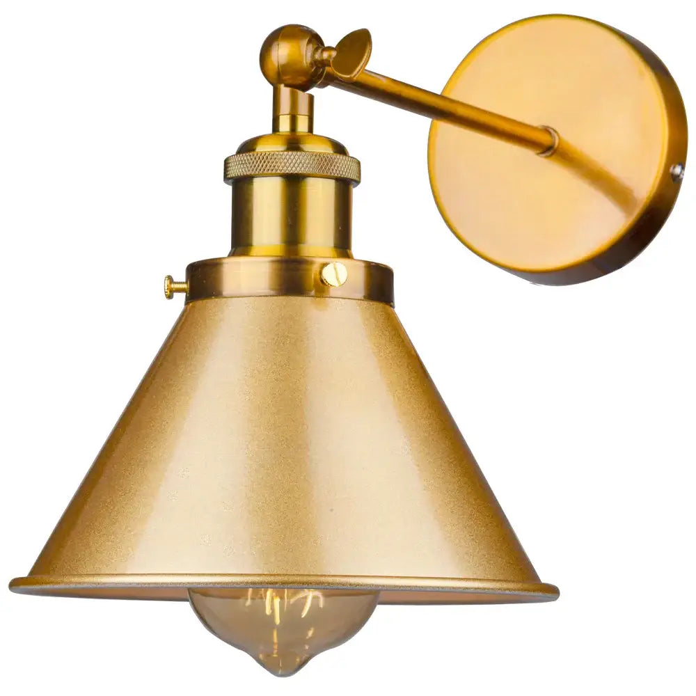 Industrial gold wall lamp bedroom brass sconce with adjustable arm