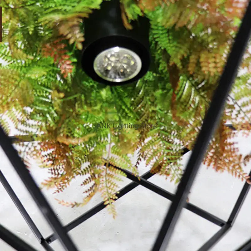 Industrial greenery chandelier black metal pendant light bar decor