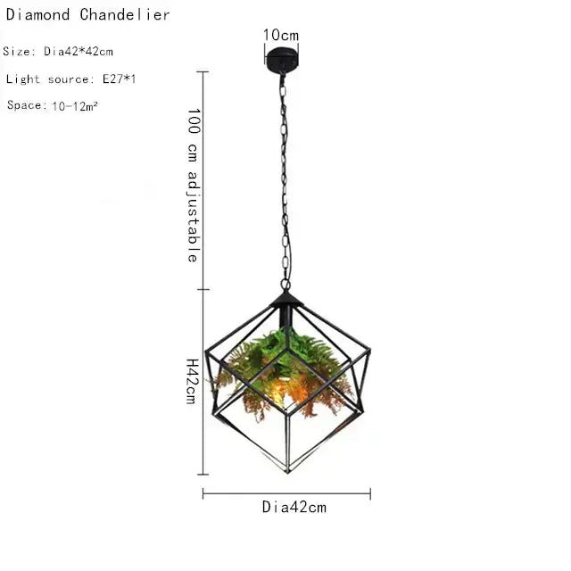 Industrial greenery chandelier black metal pendant light bar decor