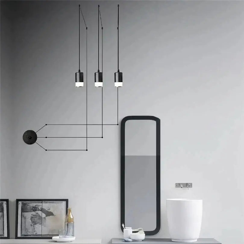 DecorBites™ Industrial Iron Art LED Pendant Light - Black Minimalist Wall Lamp