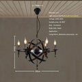 Industrial iron chandelier retro black globe light for living room
