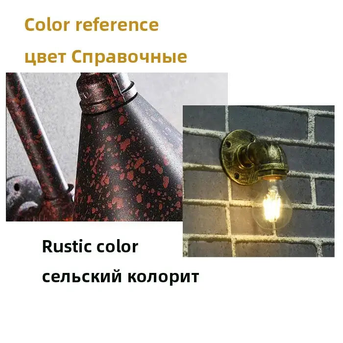 Industrial iron pipe wall sconce bedroom brass filament light