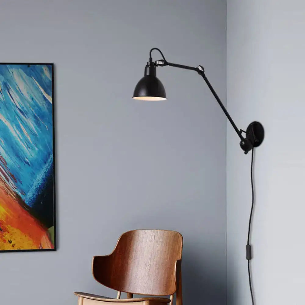 Industrial lime green & black wall lamp – bedroom led sconce