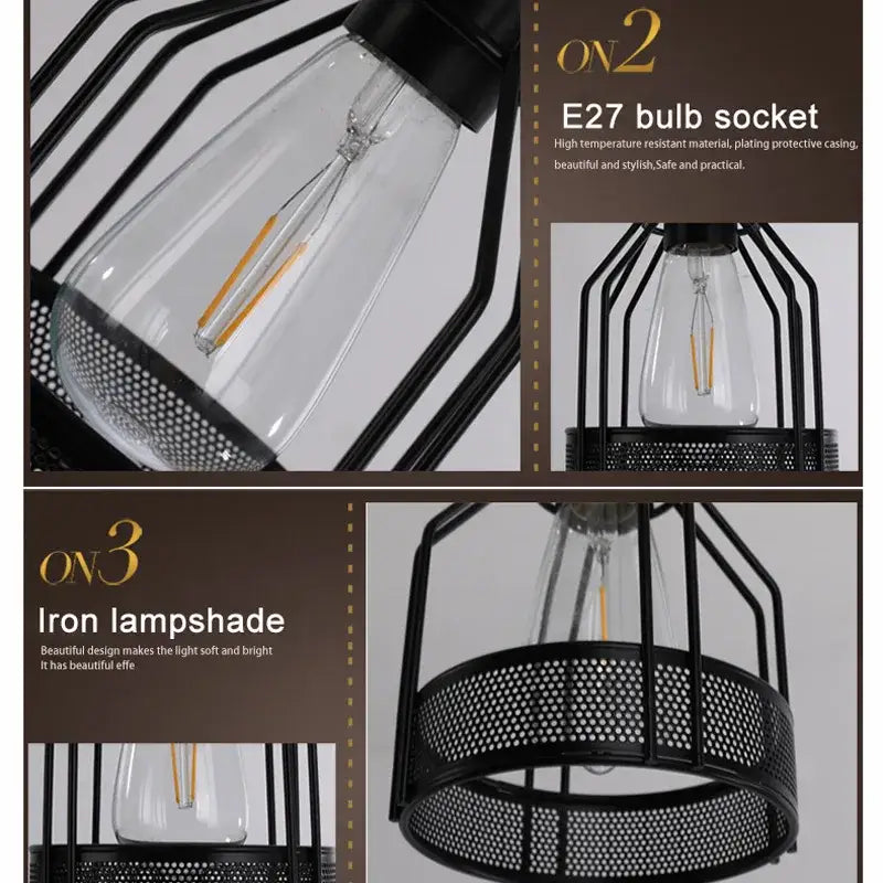 Industrial loft chandelier black mesh pendant light for dining room