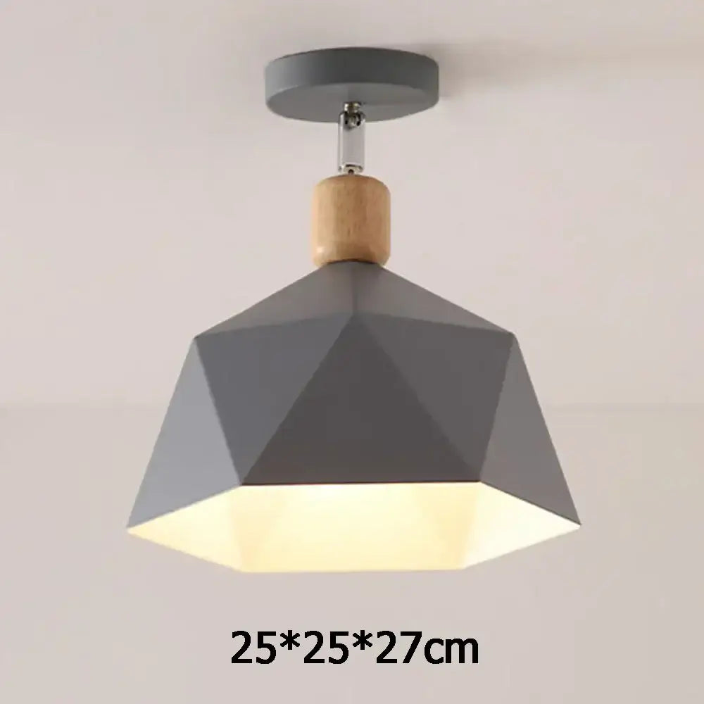 Industrial loft green and wood pendant light kitchen ceiling lamp