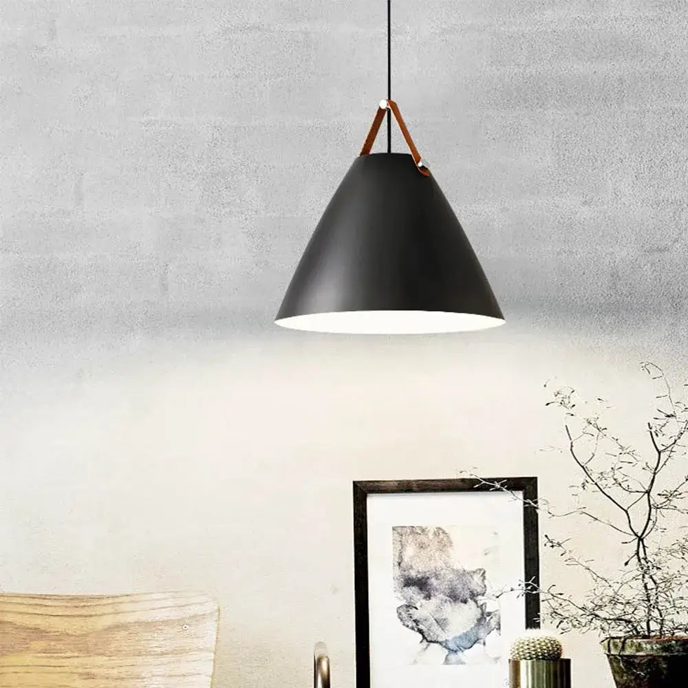Industrial matte black & wood pendant light fixture kitchen