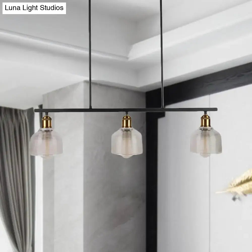 DecorBites™ Industrial Black Pendant Lamp with Red/Yellow/Blue Glass Bowls, 3-Light for Island Lighting