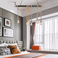 DecorBites™ Adjustable Rope Exposed Island Light - Retro Industrial 5/6-Light - Beige/Light Yellow