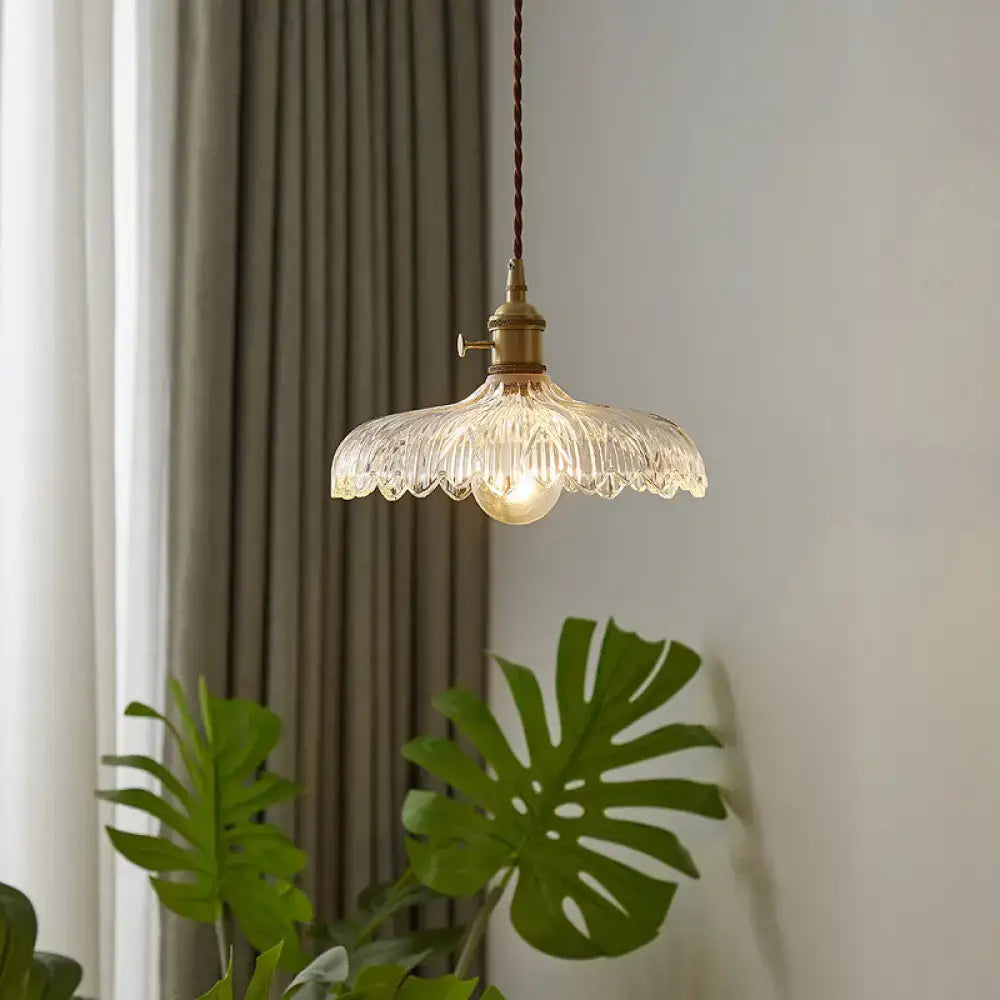 Industrial scalloped edge clear glass pendant light dining room