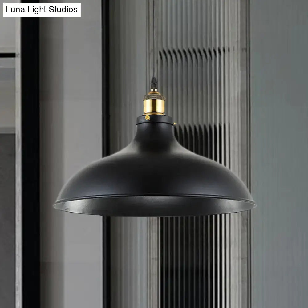 Industrial weathered brass wrought iron pendant light kitchen dome