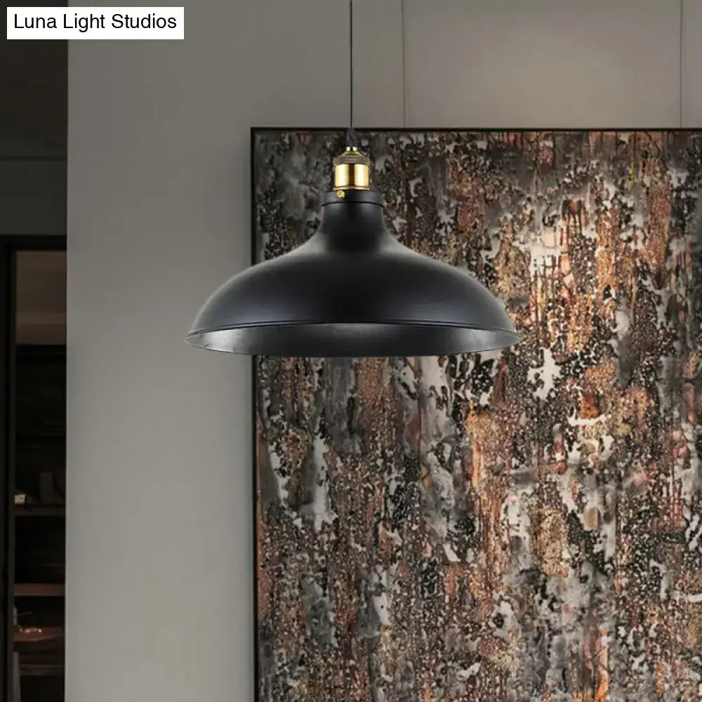 Industrial weathered brass wrought iron pendant light kitchen dome