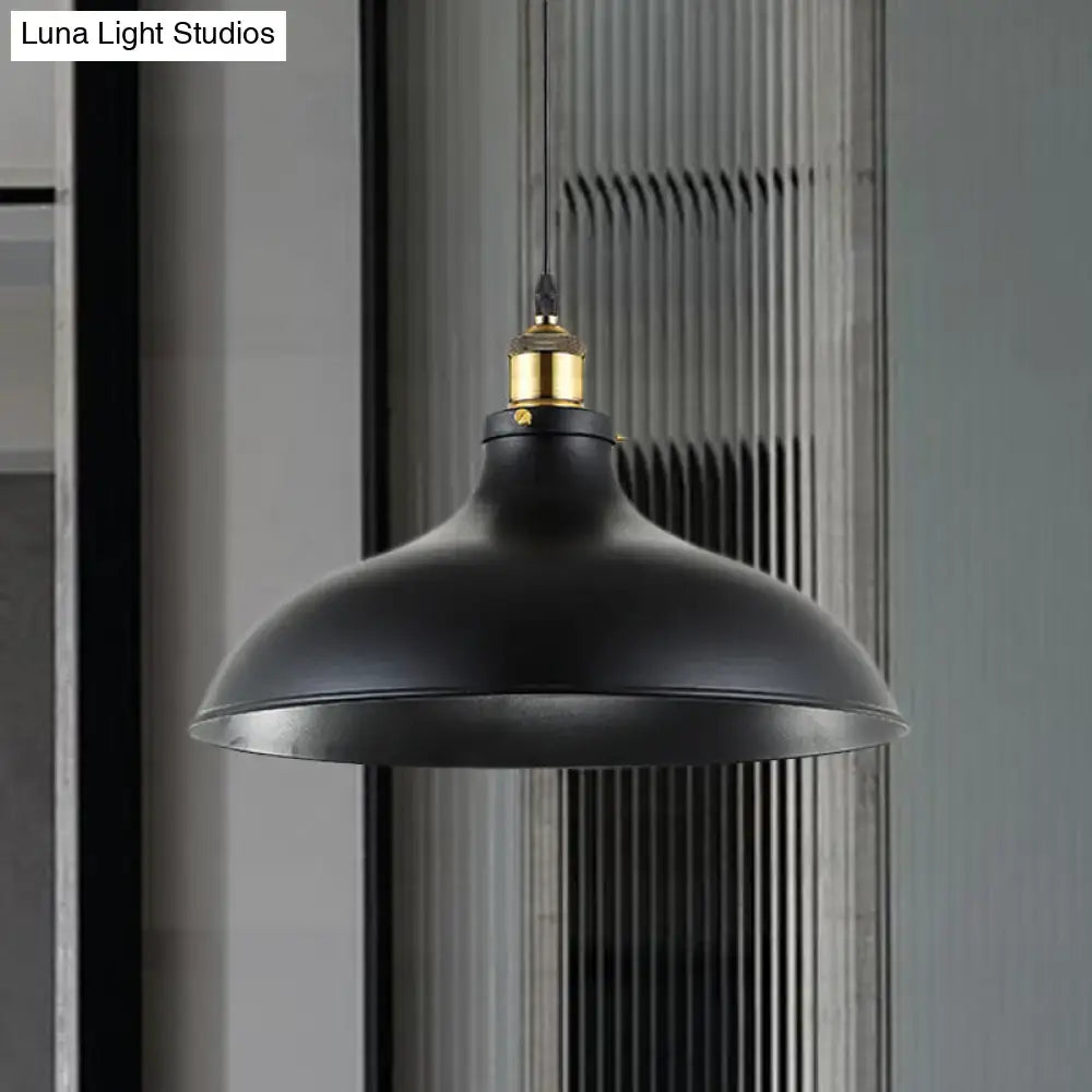 Industrial weathered brass wrought iron pendant light kitchen dome