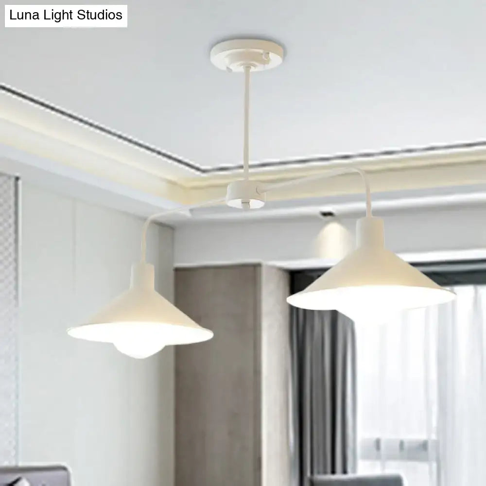 DecorBites™ Industrial Conic Pendant Light - Black/White, Stylish Metallic, 2 Heads with Angle Arm - Perfect for Kitchen Island Lighting
