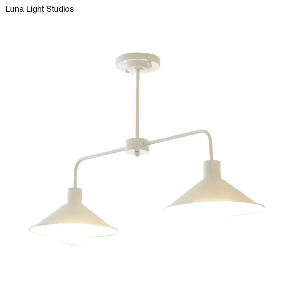 DecorBites™ Industrial Conic Pendant Light - Black/White, Stylish Metallic, 2 Heads with Angle Arm - Perfect for Kitchen Island Lighting