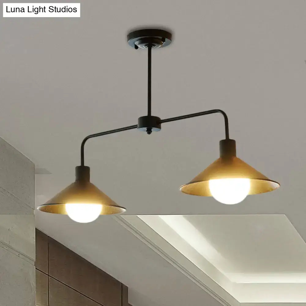 DecorBites™ Industrial Conic Pendant Light - Black/White, Stylish Metallic, 2 Heads with Angle Arm - Perfect for Kitchen Island Lighting