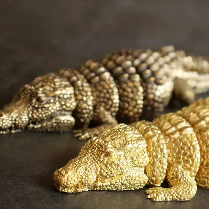 DecorBites™ Brass Crocodile Sculpture: Articular Mobility Home Decor Accessory