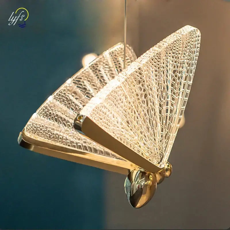 Iridescent gold butterfly pendant lights for living room dining room
