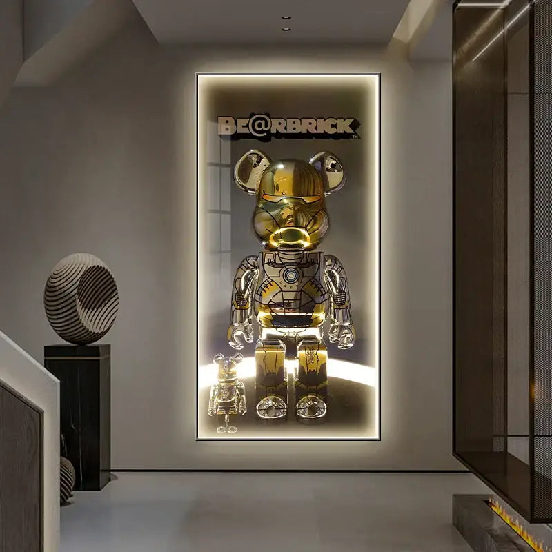 Iron man metallic bearbrick led wall lamp bedroom decor