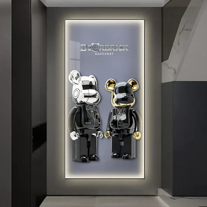 Iron man metallic bearbrick led wall lamp bedroom decor