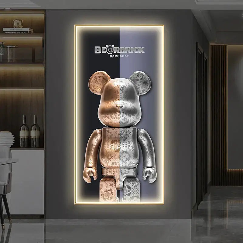 Iron man metallic bearbrick led wall lamp bedroom decor