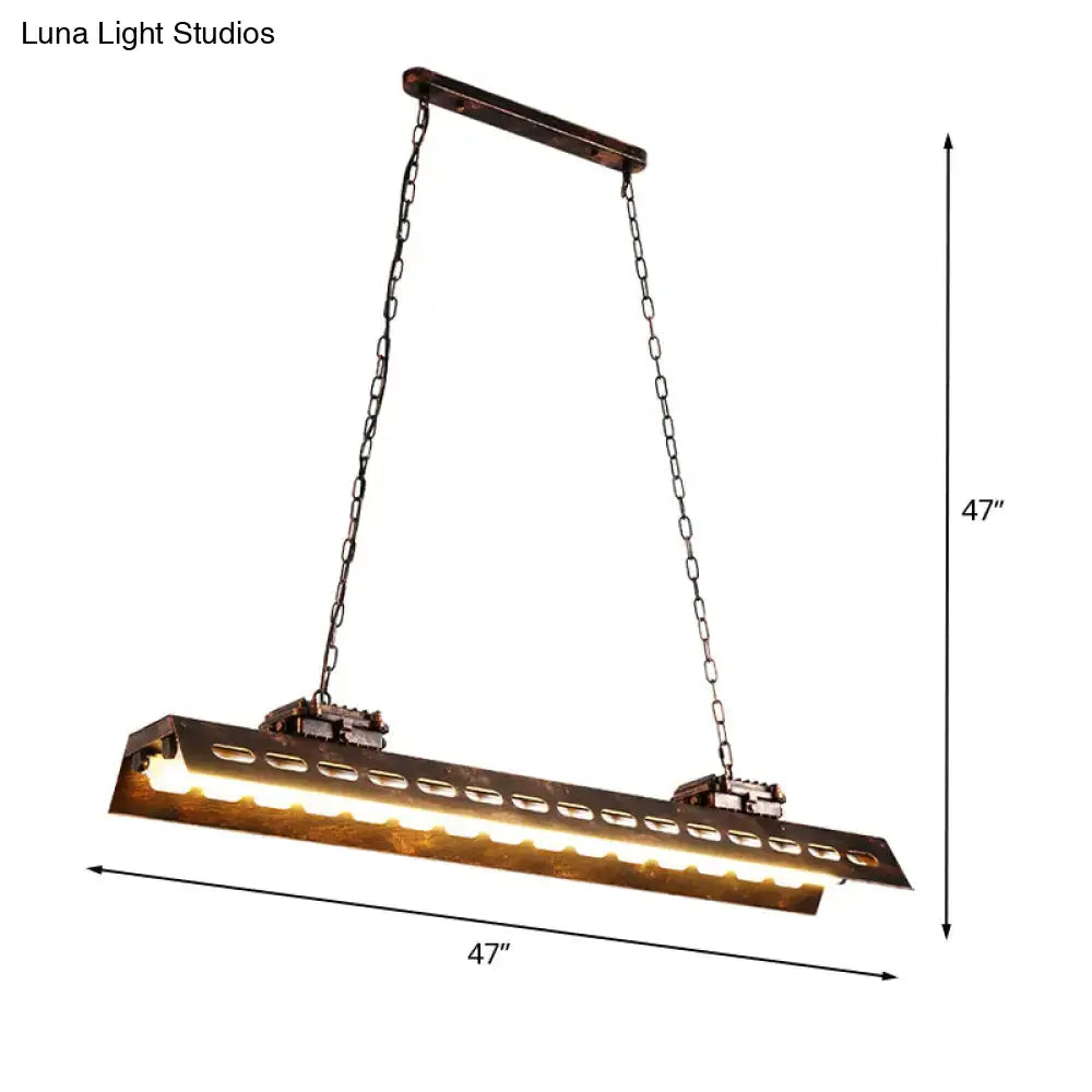 Industrial antiqued iron island lighting fixture kitchen metal frame