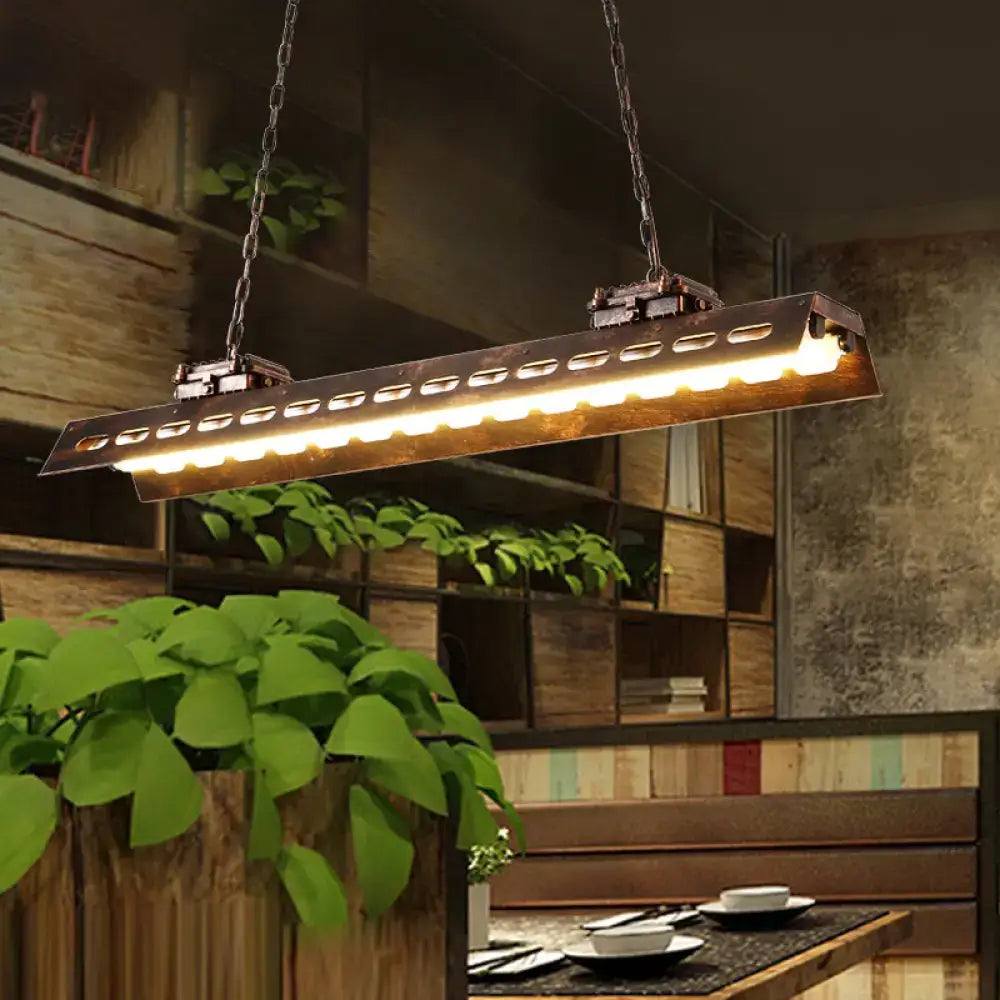 Industrial antiqued iron island lighting fixture kitchen metal frame