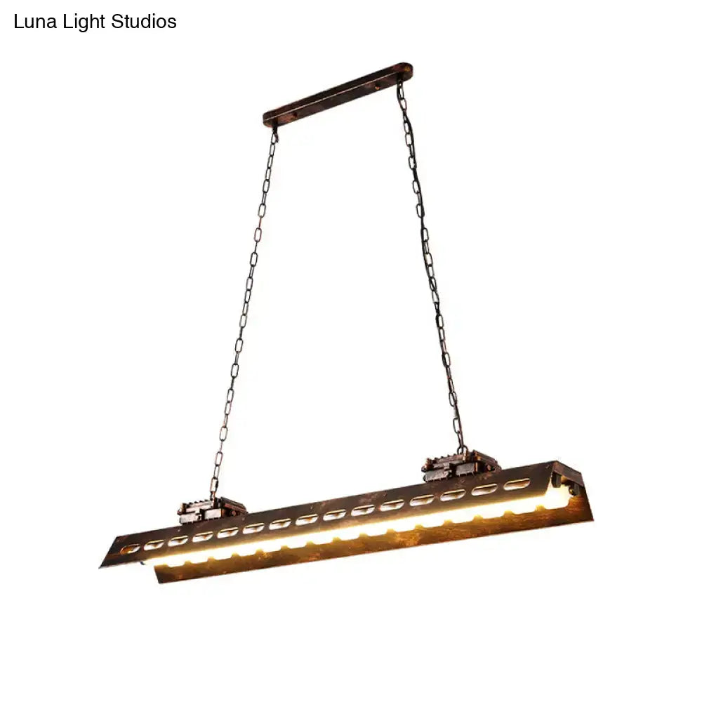 Industrial antiqued iron island lighting fixture kitchen metal frame