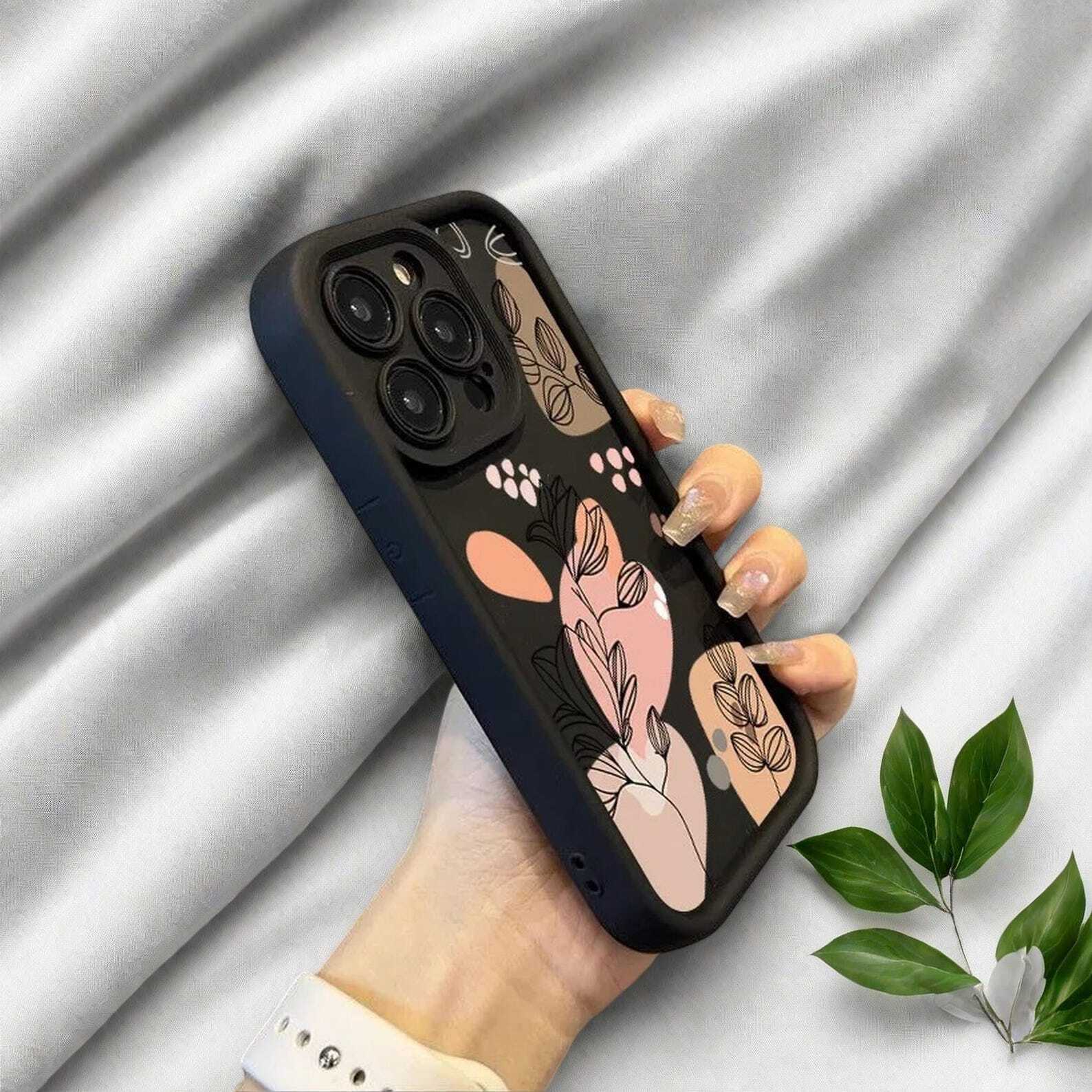 Abstract Plant Flower Design Case for iPhone 16 15 14 13 12 11 Pro Max Plus  Soft Pattern Back Cover
