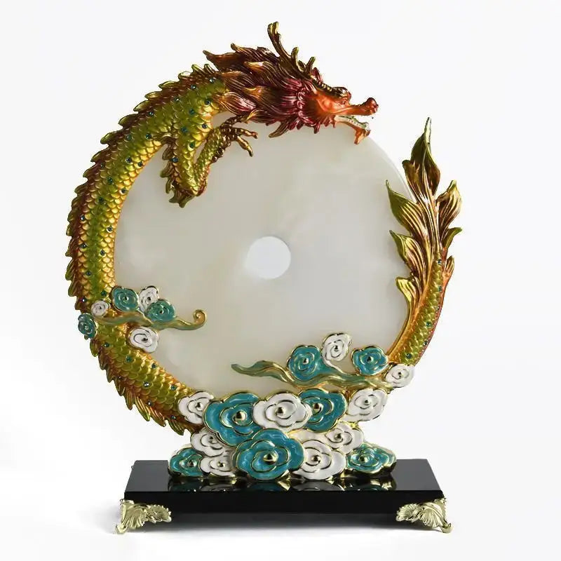 "DecorBites™ Jade Dragon Phoenix Ornament Enamel Living Room Decoration"