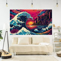 Japanese great wave kanagawa tapestry bedroom wall hanging