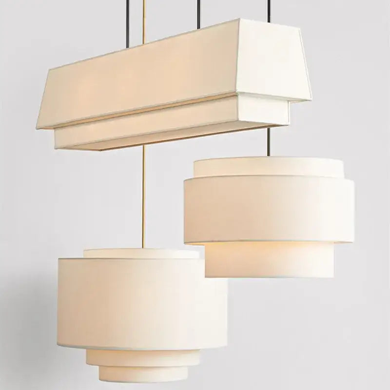 DecorBites™ Camden Japanese Style Pendant Lamp Minimalist Fabric Shade Kitchen Living Room Lighting