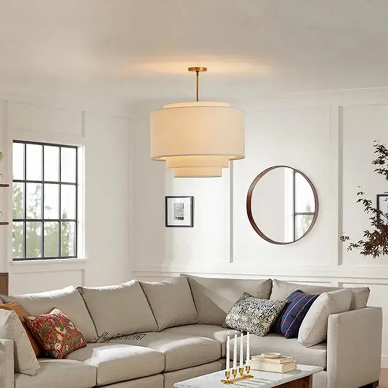 DecorBites™ Camden Japanese Style Pendant Lamp Minimalist Fabric Shade Kitchen Living Room Lighting
