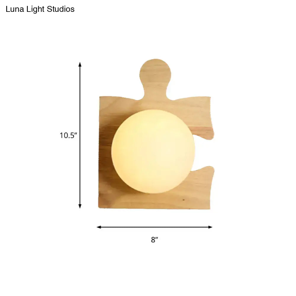 Japanese style beige wooden puzzle base wall light for corridor