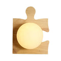 Japanese style beige wooden puzzle base wall light for corridor