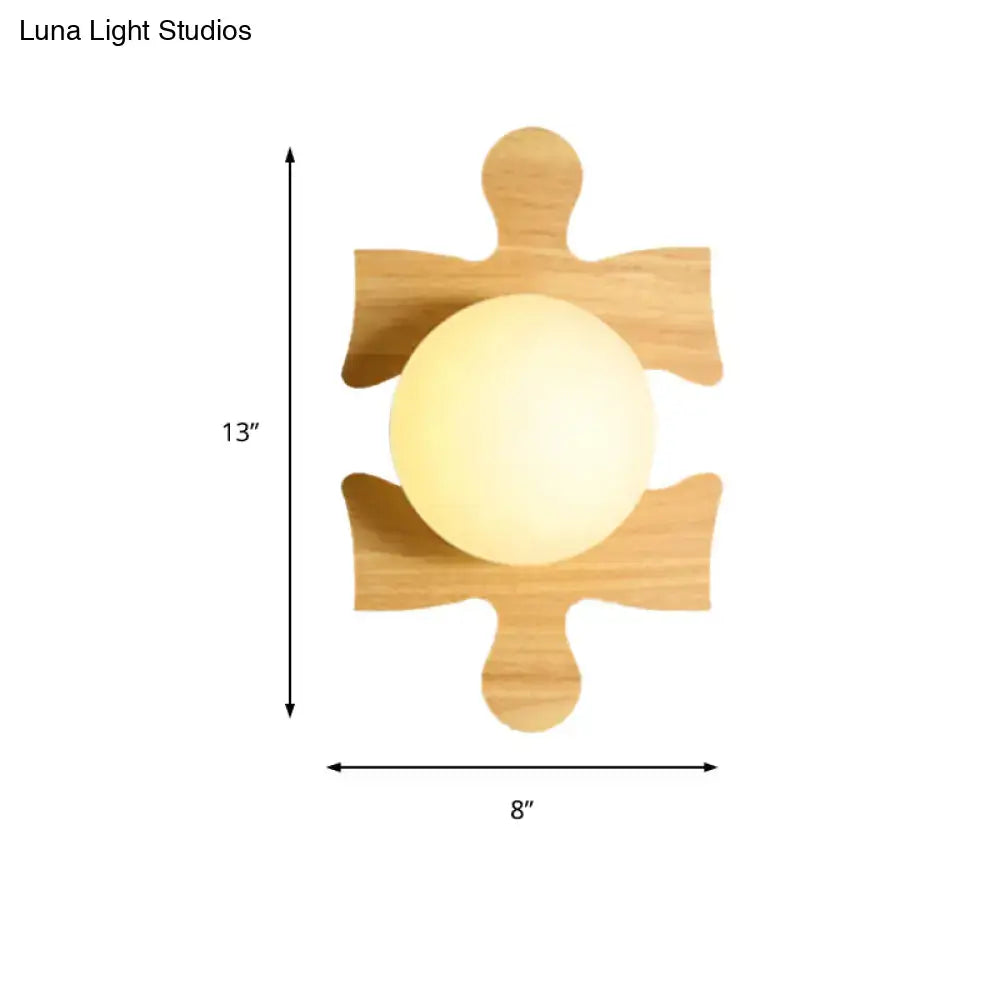 Japanese style beige wooden puzzle base wall light for corridor
