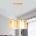 Japanese style rubber wood cuboid cage pendant – dining table light