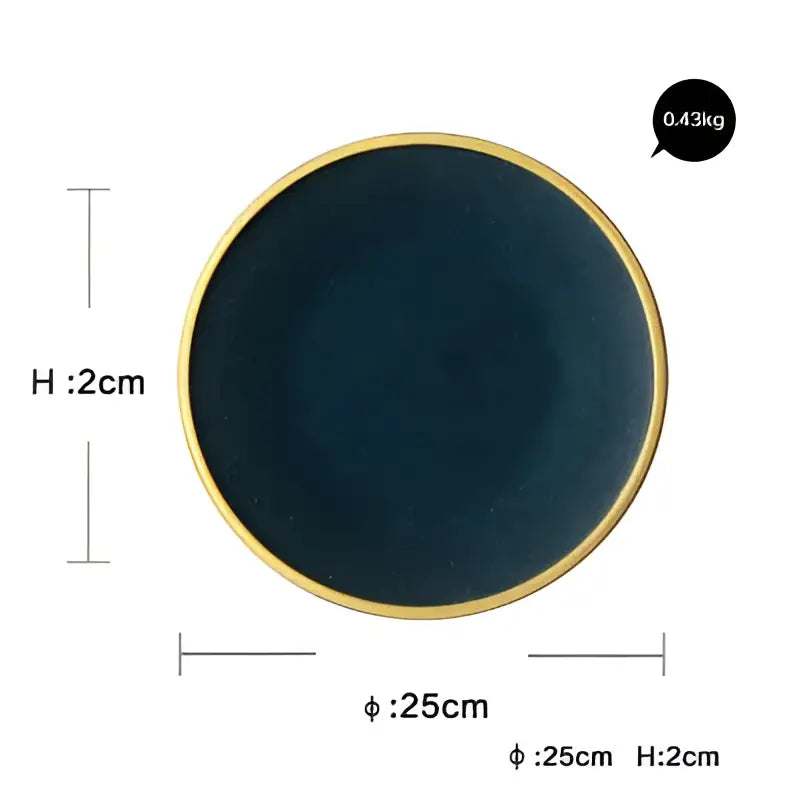 DecorBites™ Ceramic Dinner Plate - Gold Edged Steak Dish - High Quality Japan Style Partyware