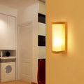 Japanese style wood and white glass wall sconce lamp bedroom light