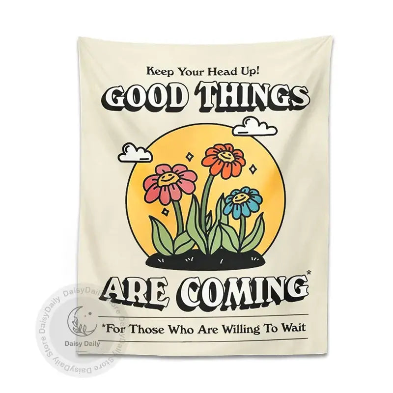 DecorBites™ Cartoon Flowers Tapestry Wall Hanging | Kawaii Room Decoration & Boho Wall Decor