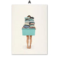 Minimalist white washing machine laundry room girl nordic wall art