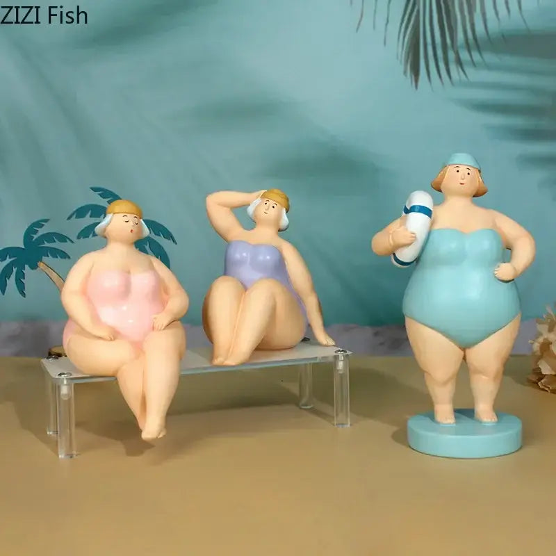 DecorBites™ Beach Swimsuit Women Resin Sculpture Figure Desk Ornament Room Decor