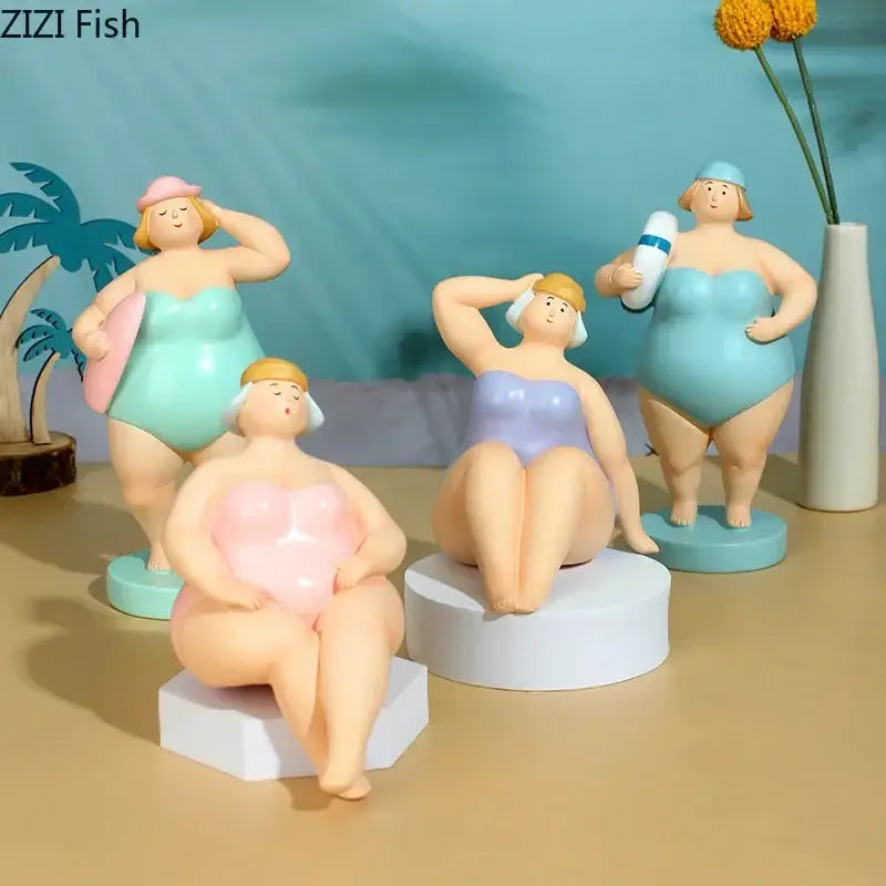 DecorBites™ Beach Swimsuit Women Resin Sculpture Figure Desk Ornament Room Decor