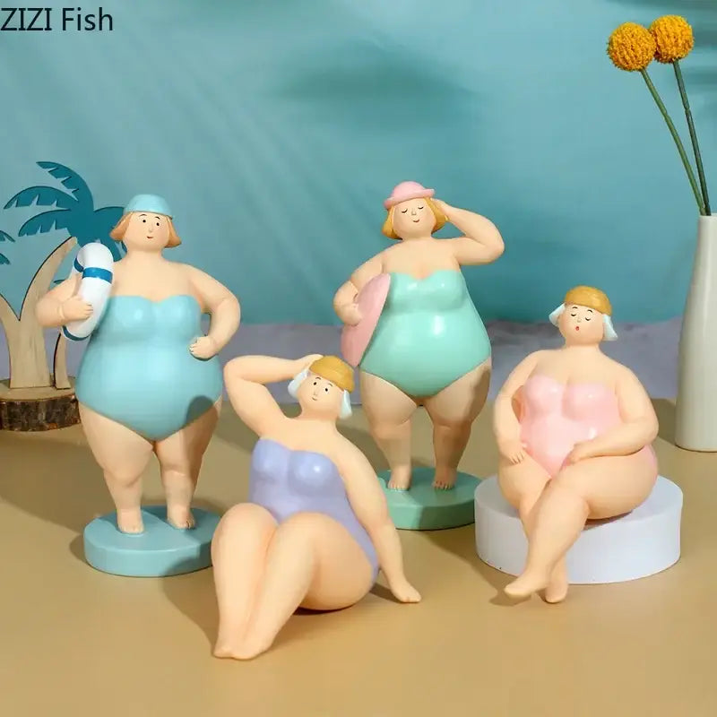 DecorBites™ Beach Swimsuit Women Resin Sculpture Figure Desk Ornament Room Decor