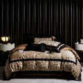 Leopard jacquard black & gold lyocell cotton bedding set bedroom