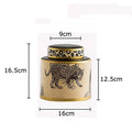 Leopard pattern cream ceramic storage jar bedroom jewelry canister