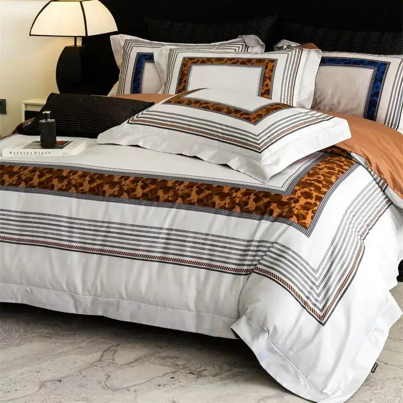 Leopard print egyptian cotton bedding set bedroom decor
