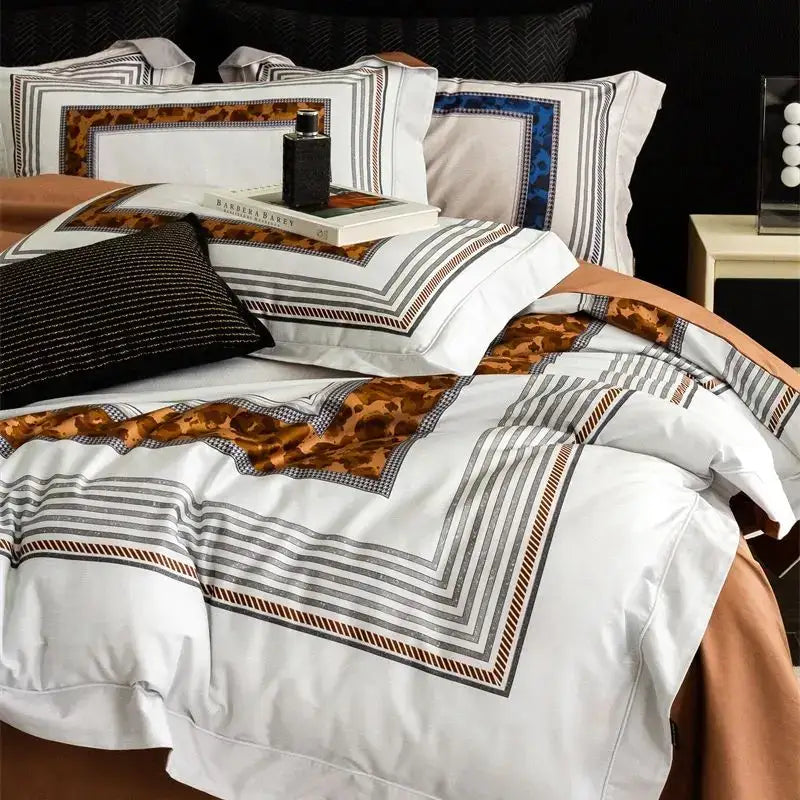Leopard print egyptian cotton bedding set bedroom decor